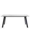 Tavolo Rettangolare Imperial 180x90 in Ceramica Effetto Marmo bianco Lucido e oro con Gambe in Metallo Nero
