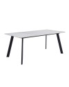 Tavolo Rettangolare Imperial 180x90 in Ceramica Effetto Marmo bianco Lucido e oro con Gambe in Metallo Nero