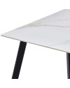 Tavolo Rettangolare Imperial 180x90 in Ceramica Effetto Marmo bianco Lucido e oro con Gambe in Metallo Nero