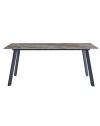 Tavolo Rettangolare Imperial 180x90 in Ceramica Effetto Marmo Senafe Brown Lucido con Gambe in Metallo Nero