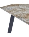 Tavolo Rettangolare Imperial 180x90 in Ceramica Effetto Marmo Senafe Brown Lucido con Gambe in Metallo Nero