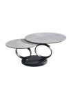 Tavolino Doppio Gleam in Ceramica Grigio Lucido con Struttura Nera – Set Moderno Salvaspazio