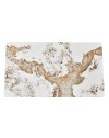 Tavolo Rettangolare Star 180x90 in Ceramica Effetto Marmo Bianco Pandora Brown Lucido con Struttura in Metallo Nero