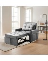 Poltrona Letto Miray in Tessuto Grigio con Seduta Trapuntata – Design Salvaspazio