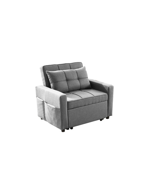 Poltrona Letto Miray in Tessuto Grigio con Seduta Trapuntata – Design Salvaspazio