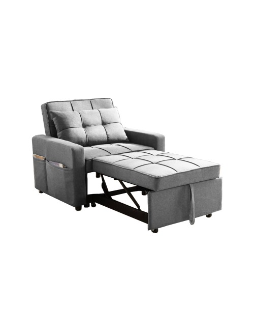 Poltrona Letto Miray in Tessuto Grigio con Seduta Trapuntata – Design Salvaspazio