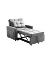 Poltrona Letto Miray in Tessuto Grigio con Seduta Trapuntata – Design Salvaspazio