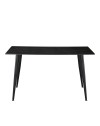 Tavolo da Pranzo Kilo 140×80 cm in Ceramica Effetto Marmo Nero con Venature Oro e Gambe Nere