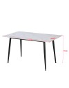 Tavolo da Pranzo Kilo 140×80 cm in Ceramica Effetto Marmo Nero con Venature Oro e Gambe Nere