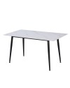 Tavolo da Pranzo Kilo 160×90 cm in Ceramica Effetto Marmo Bianco opaco e Gambe Nere
