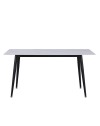Tavolo da Pranzo Kilo 160×90 cm in Ceramica Effetto Marmo Bianco opaco e Gambe Nere