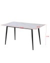 Tavolo da Pranzo Kilo 160×90 cm in Ceramica Effetto Marmo Bianco opaco e Gambe Nere