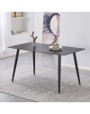 Tavolo da Pranzo Kilo 160×90 cm in Ceramica Effetto Marmo Nero con Venature Oro e Gambe Nere