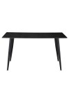 Tavolo da Pranzo Kilo 160×90 cm in Ceramica Effetto Marmo Nero con Venature Oro e Gambe Nere