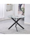 Tavolo Rotondo Peyton 100x100 cm in Vetro Temperato con Gambe Incrociate nere
