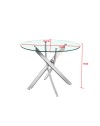 Tavolo Rotondo Peyton 130x130 cm in Vetro Temperato con Gambe Incrociate Cromate