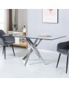 Tavolo da Pranzo Peyton 160×90 cm in Vetro Temperato con Gambe Incrociate Cromate