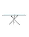 Tavolo da Pranzo Peyton 160×90 cm in Vetro Temperato con Gambe Incrociate Cromate