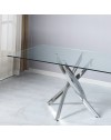 Tavolo da Pranzo Peyton 160×90 cm in Vetro Temperato con Gambe Incrociate Cromate