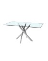 Tavolo da Pranzo Peyton 160×90 cm in Vetro Temperato con Gambe Incrociate Cromate