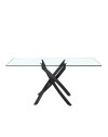 Tavolo da Pranzo Peyton 160×90 cm in Vetro Temperato con Gambe Incrociate Nere
