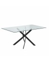 Tavolo da Pranzo Peyton 160×90 cm in Vetro Temperato con Gambe Incrociate Nere