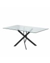 Tavolo da Pranzo Peyton 160×90 cm in Vetro Temperato con Gambe Incrociate Nere