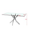 Tavolo da Pranzo Peyton 160×90 cm in Vetro Temperato con Gambe Incrociate Nere