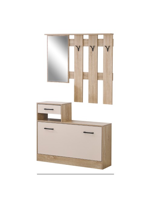 Mobile ingresso con specchio RudolfXL colore rovere e beige