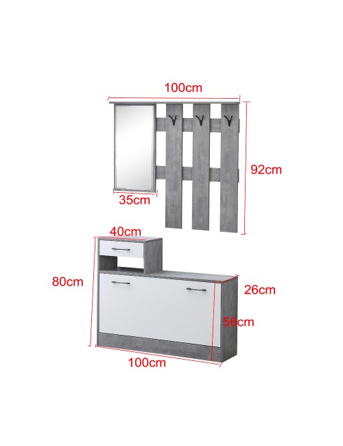 Mobile ingresso con specchio RudolfXL colore rovere e beige