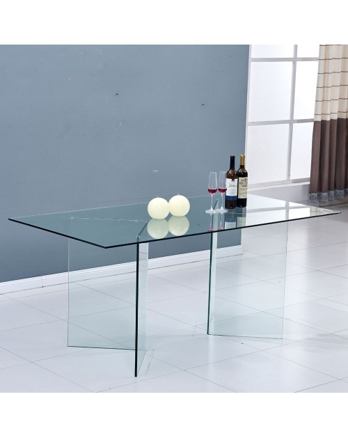 Tavolo in vetro trasparente temperato Nespolo 160x90x75H