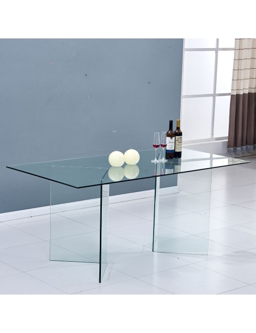 Tavolo in vetro trasparente temperato Nespolo 160x90x75H