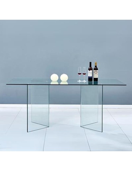 Tavolo in vetro trasparente temperato Nespolo 160x90x75H