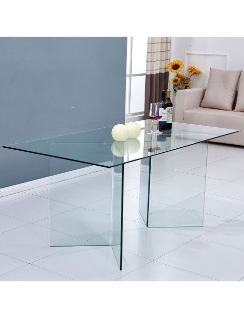 Tavolo in vetro trasparente temperato Nespolo 160x90x75H
