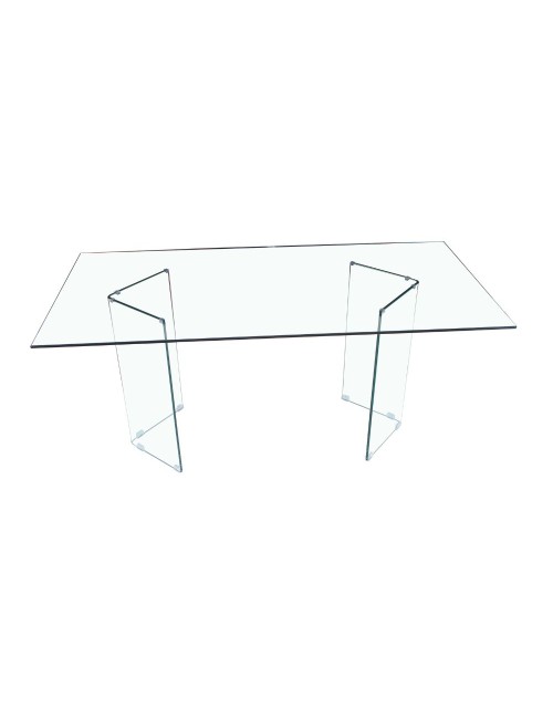 Tavolo in vetro trasparente temperato Nespolo 160x90x75H