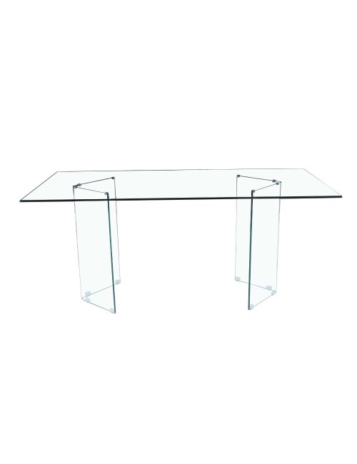 Tavolo in vetro trasparente temperato Nespolo 160x90x75H