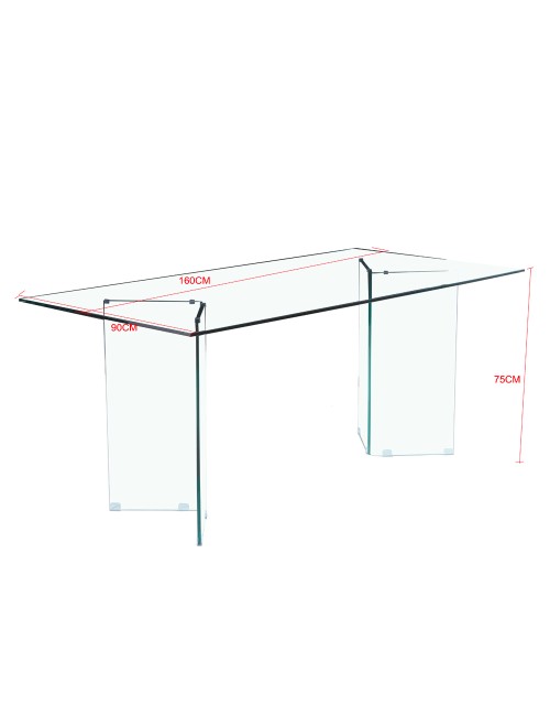 Tavolo in vetro trasparente temperato Nespolo 160x90x75H