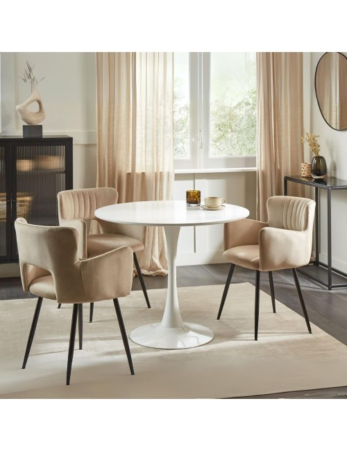 Tavolo rotondo bianco opaco Derek 90x90x73H