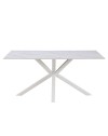 Tavolo da Pranzo Hunter 160×90 cm in Ceramica Effetto Marmo Bianco con Gambe Design Bianche