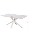 Tavolo da Pranzo Hunter 160×90 cm in Ceramica Effetto Marmo Bianco con Gambe Design Bianche