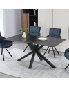Tavolo da Pranzo Hunter 160×90 cm in Ceramica Effetto Marmo nero con Gambe Design nere
