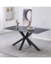 Tavolo da Pranzo Hunter 160×90 cm in Ceramica Effetto Marmo nero con Gambe Design nere