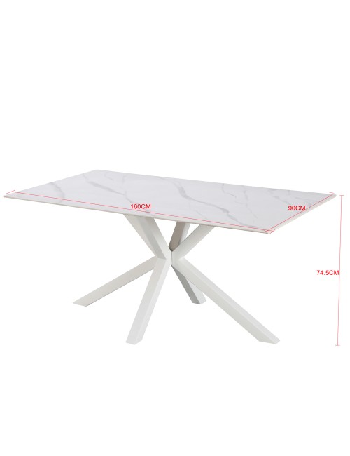 Tavolo da Pranzo Hunter 160×90 cm in Ceramica Effetto Marmo nero con Gambe Design nere