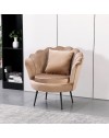 Poltrona Orel a Conchiglia in Velluto Beige – Design Elegante e Avvolgente
