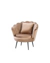 Poltrona Orel a Conchiglia in Velluto Beige – Design Elegante e Avvolgente