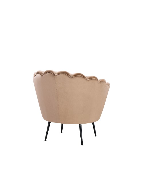 Poltrona Orel a Conchiglia in Velluto Beige – Design Elegante e Avvolgente