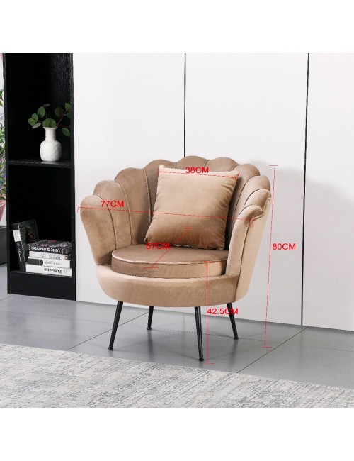 Poltrona Orel a Conchiglia in Velluto Beige – Design Elegante e Avvolgente