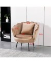 Poltrona Orel a Conchiglia in Velluto Beige – Design Elegante e Avvolgente