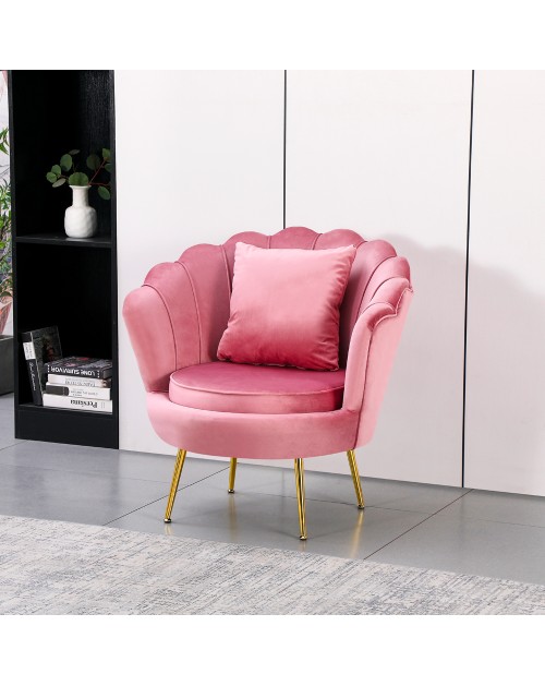 Poltrona Orel a Conchiglia in Velluto Rosa – Design Elegante e Avvolgente