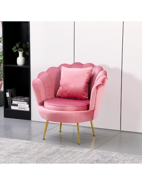 Poltrona Orel a Conchiglia in Velluto Rosa – Design Elegante e Avvolgente